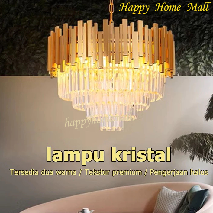 【Termurah】COD Ruang Makan, Lampu Gantung Ruang Tamu / Lampu Gantung kristal / Lampu Gantung Emas Hit