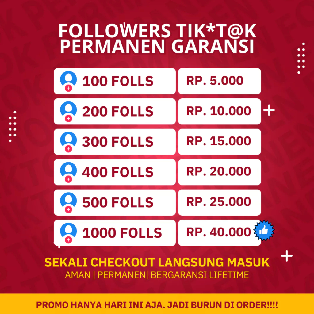 FOLLOWERS TIK**TOK PERMANEN | TERLARIS
