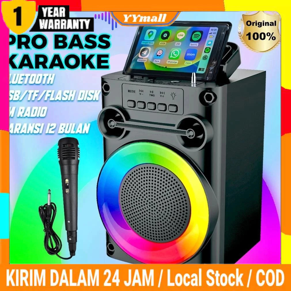 [PRO BASS]Speaker Bluetooth Karaoke Protable Super Bass Polytron Besar Original Mini Wireless Musik 
