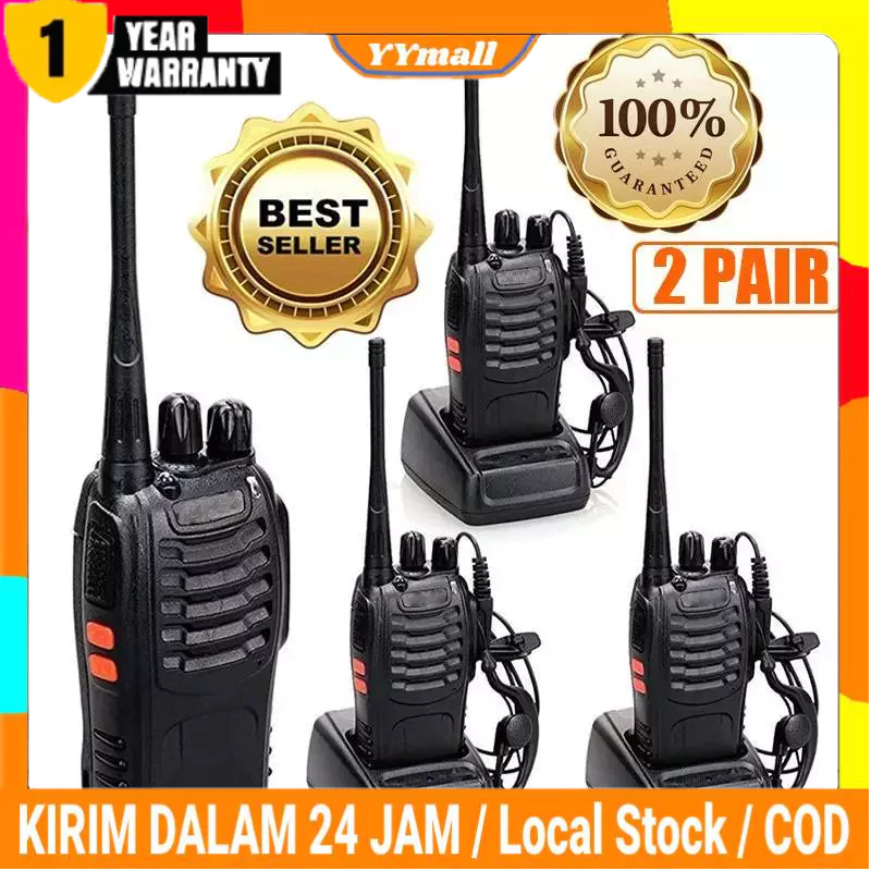 Homeykuu COD4PCS ht 888s Ht Walkie TalkieJarak Jauh km(Max) HT UHF 2 UnitsHandy Talky Waterproof