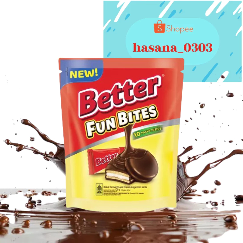 

Better Fun Bites Biskuit Sandwich Cokelat Vanila Pouch 100 g