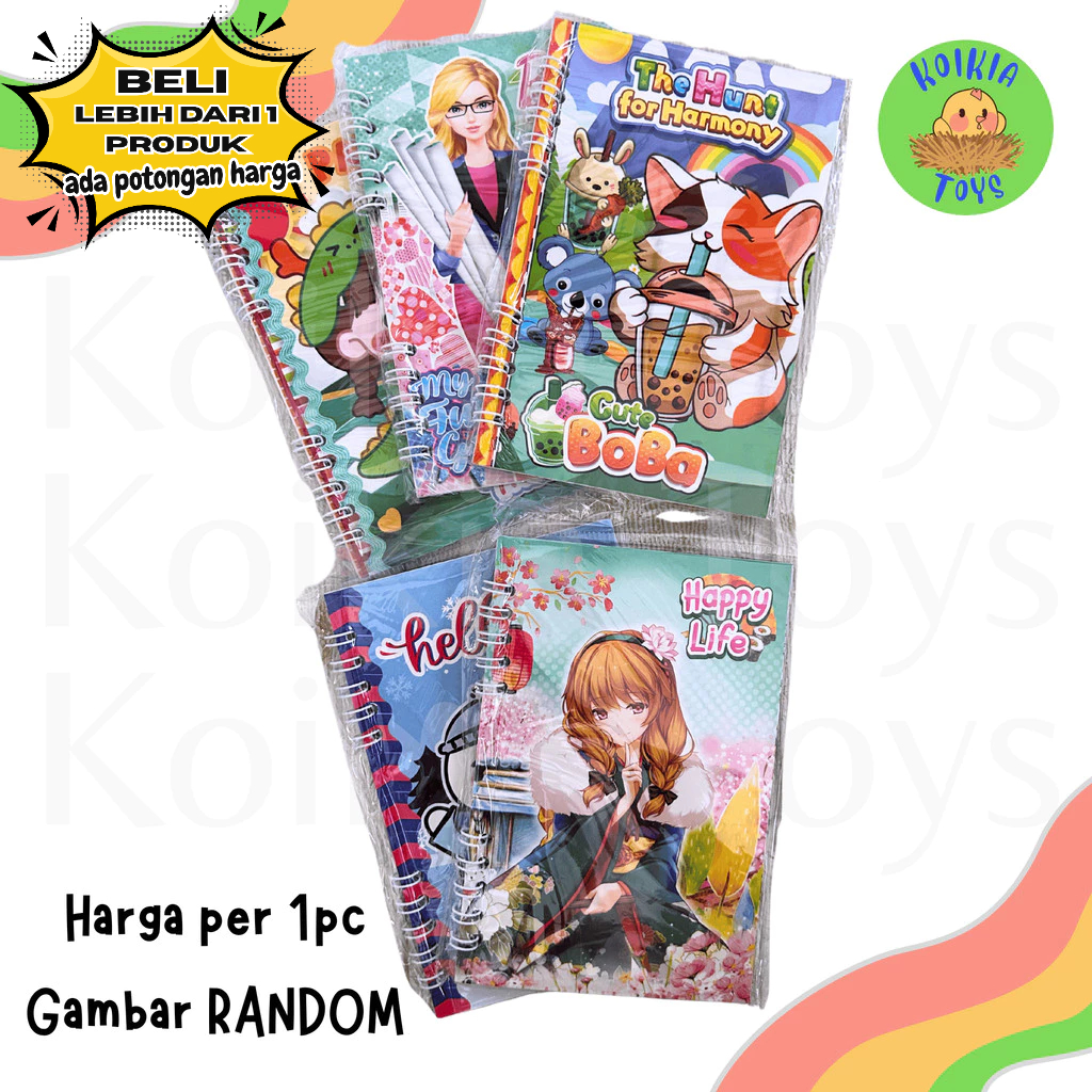 

Memo notes spiral isi garis polos gambar karakter RANDOM