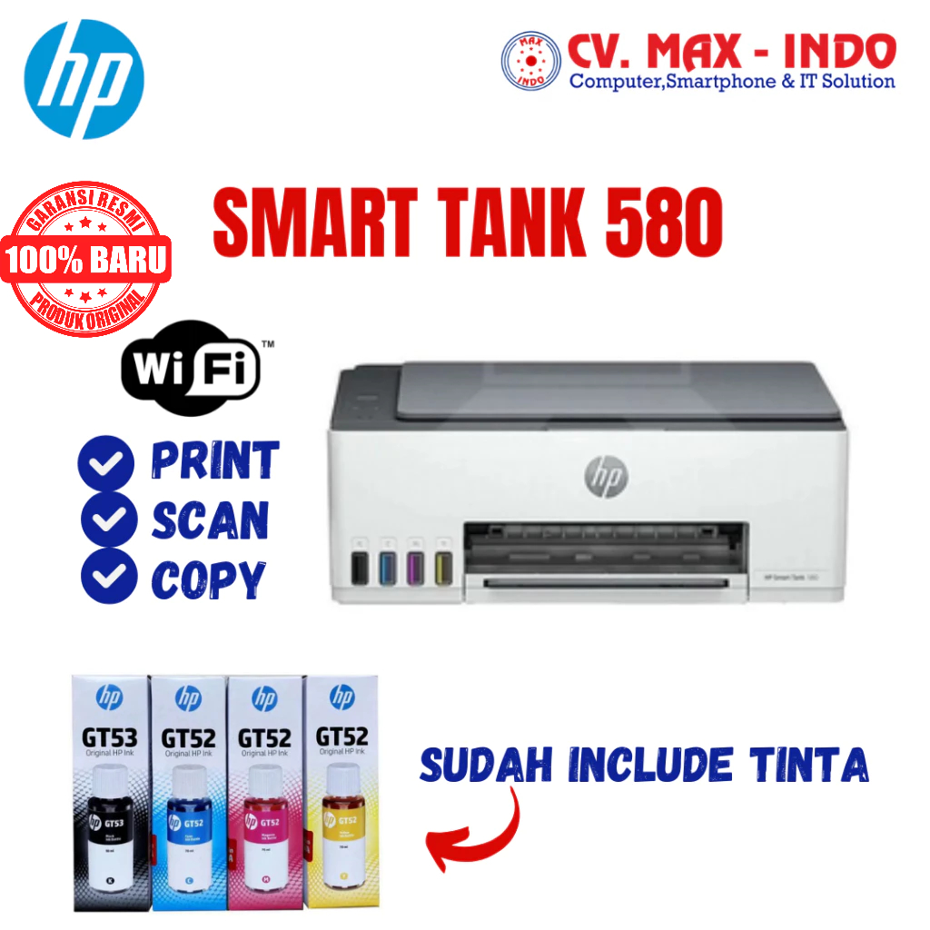 HP PRINTER SMART TANK 580 + INFUS