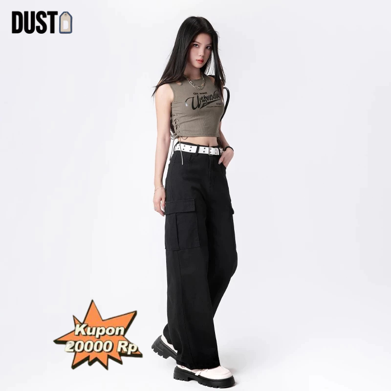 [Pengiriman Gratis] Dust Jeans Premium Wanita Jeans Pinggang Tinggi Longgar Kaki Lebar Rok Jeans Boy