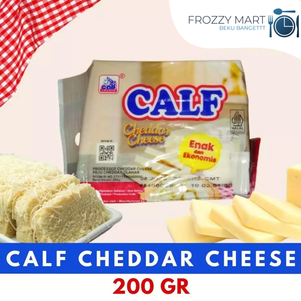 

CALF Keju Cheddar 200gr – Keju Leleh Lezat untuk Roti, Kue, & Masakan