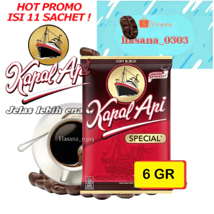 

Kapal Api Special 6 Gram [ 11 SACHET ] KOPI BUBUK TANPA GULA