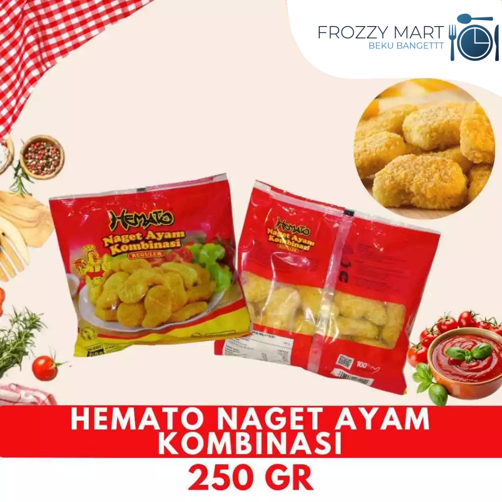 

HEMATO Nugget Ayam Kombinasi 250gr – Frozen Food Siap Goreng | Camilan & Lauk Praktis
