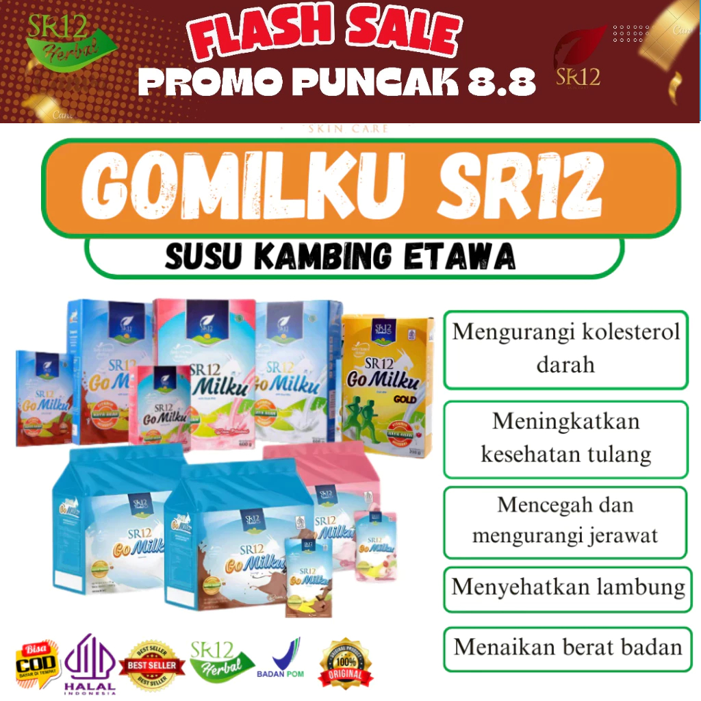 

GOMILKU SR12 SUSU KAMBING / GO MILKU SUSU ETAWA KUALITAS PREMIUM / GOAT MILK BUBUK TANPA GULA BPOM