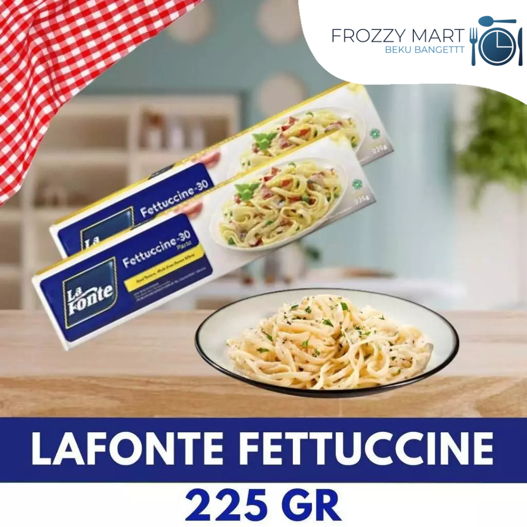 

LAFONTE Fettuccine Pasta 225gr – Mie Pasta Italia Premium untuk Olahan Alfredo, Carbonara, Bolognese