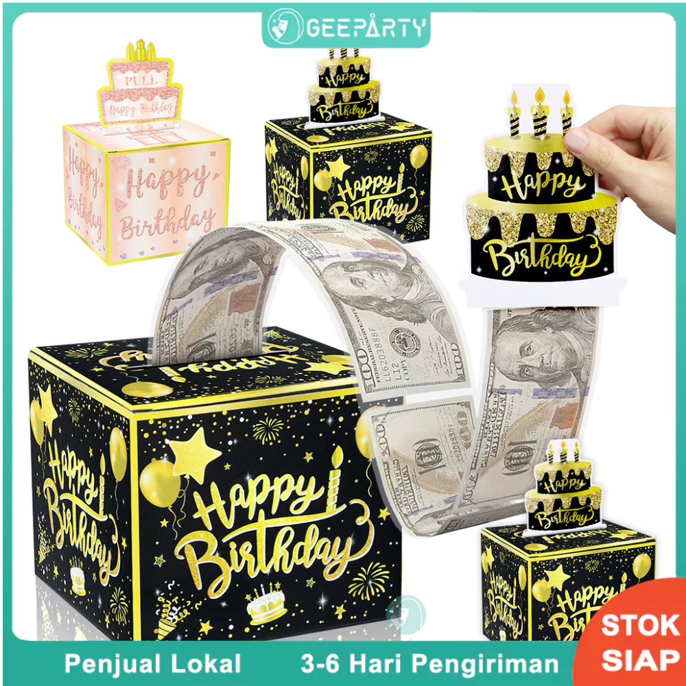 

35pcs Kotak Hadiah Tarik Uang Emas Merah Muda Kotak Uang Kejutan Ulang Tahun Kotak Uang DIY Kebutuhan Pesta Ulang Tahun