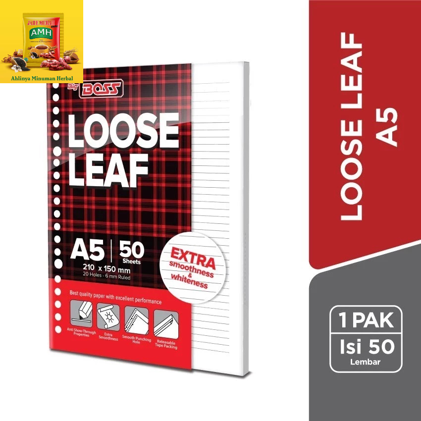 

BigBoss Loose Leaf A5 50 Lembar | Kertas binder | Kertas Tulis