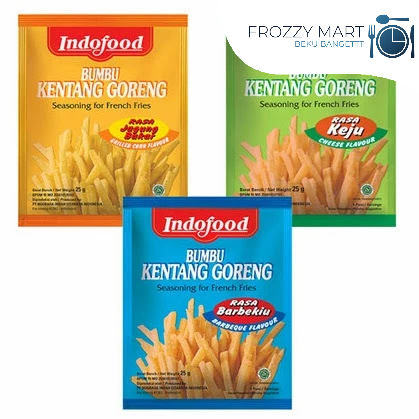 

Indofood Bumbu Tabur Kentang Goreng | Rasa Keju, BBQ, Jagung Bakar | 100% Lezat & Praktis!