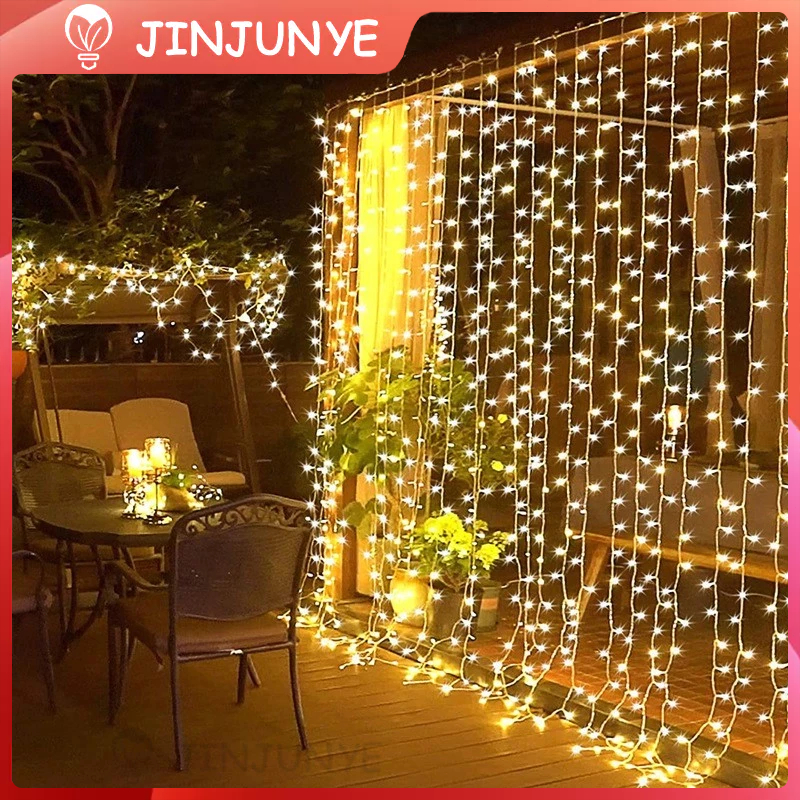 Lampu Tirai LED String Fairy Light Lampu Hias Gantung Bintang & Air Terjun 3×3meter LED / Lampu Tumb
