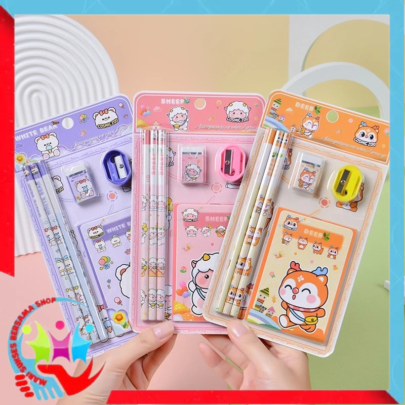 

MSBS Alat Tulis Set 6IN1 Stationery Set Lucu Karakter Kartun 6 IN 1 Perlengkapan Sekolah Anak-Anak TK Souvenir Ulang Tahun Anak Alat Tulis Birthday Souvenir Hampers