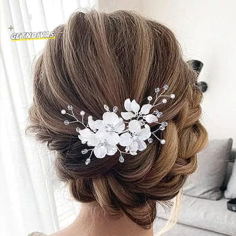 Handmade Jepit Rambut Samping Putih - Bunga Kerang & Mutiara untuk Aksesoris Pengantin / Dekorasi Sa