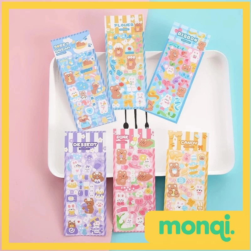 

MONQI STICKER WATERPROOF KARTUN BEAR RABBIT HOLOGRAM STIKER MOTIF KARTUN BERUANG DAN KELINCI KOREA LUCU ANTI AIR