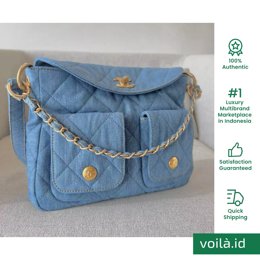 Chanel Hobo Bag Strap and Chain Washed Denim