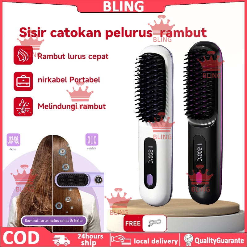 Sisir Catok Pelurus Rambut Elektrik Comb Sisir Pelurus Rambut Tanpa Kabel Cordless Hair straightener