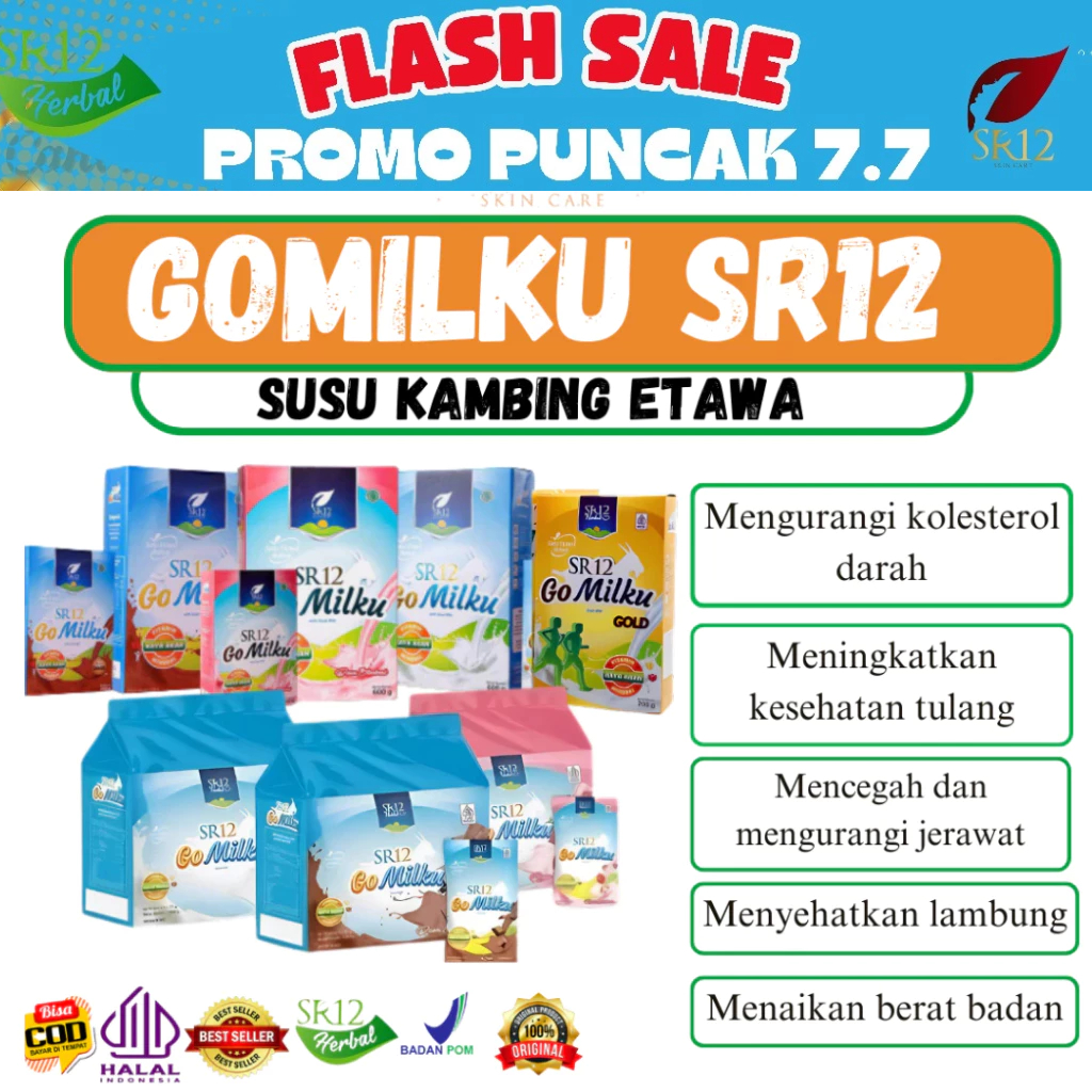

GOMILKU SR12 SUSU KAMBING / GO MILKU SUSU ETAWA KUALITAS PREMIUM / GOAT MILK BUBUK TANPA GULA BPOM