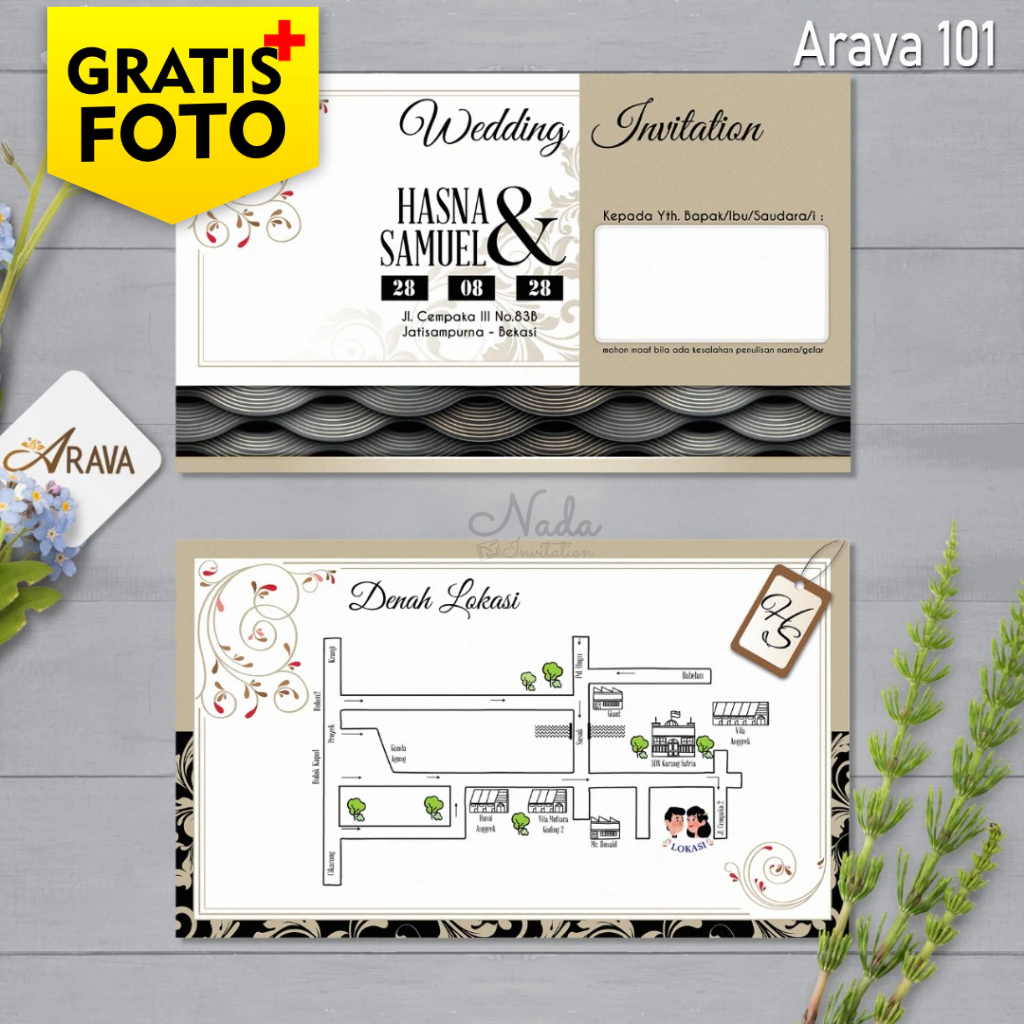 Cetak undangan blangko arava pernikahan dan khitanan gratis tambah foto pengantin, anak dan orang tu