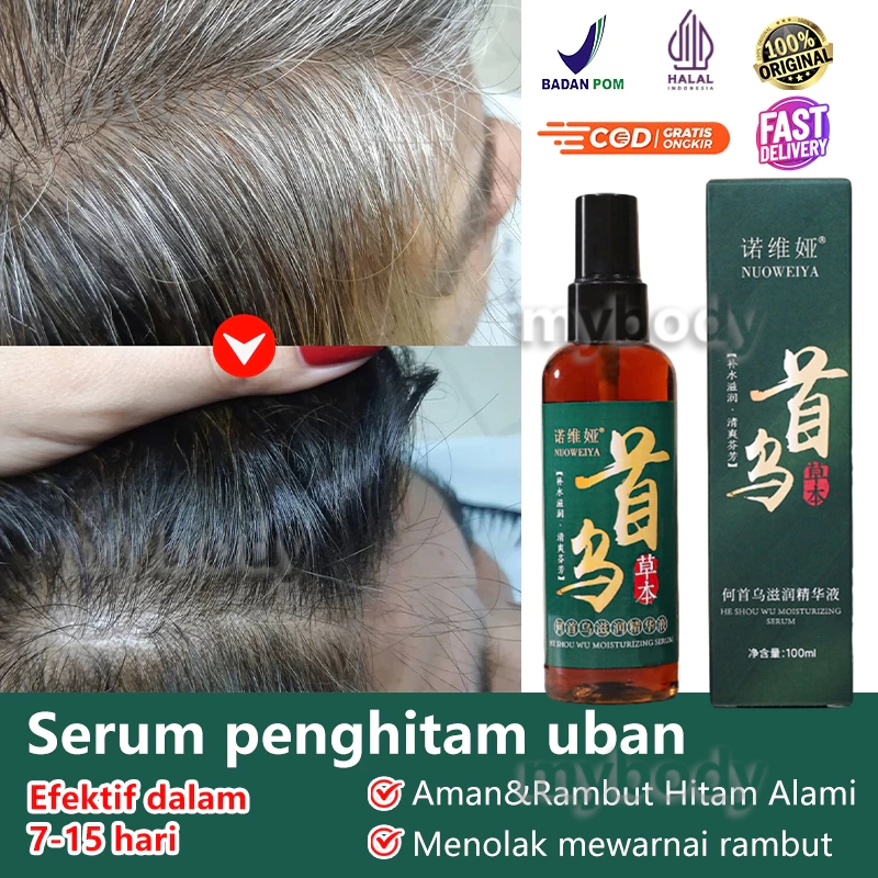 Penghitam Rambut Uban Permanen Serum 100ml Rambut Hitam Lebat Secara Permanen Penumbuh Rambut Cepat 