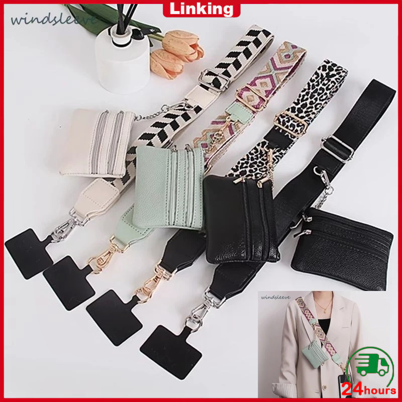 Tali Gantung Ponsel Dengan Dompet Selempang Tali Ponsel Dengan Kantong Beritsleting Tali Ponsel Sele