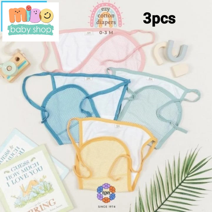 Nova Baby Popok Tali Bayi Ezy 3pcs Stripe/Salur Popok Bayi