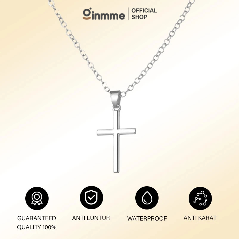 Ginmme Kalung Liontin Salib Unisex Sederhana Retro Fashion Korea Aksesoris