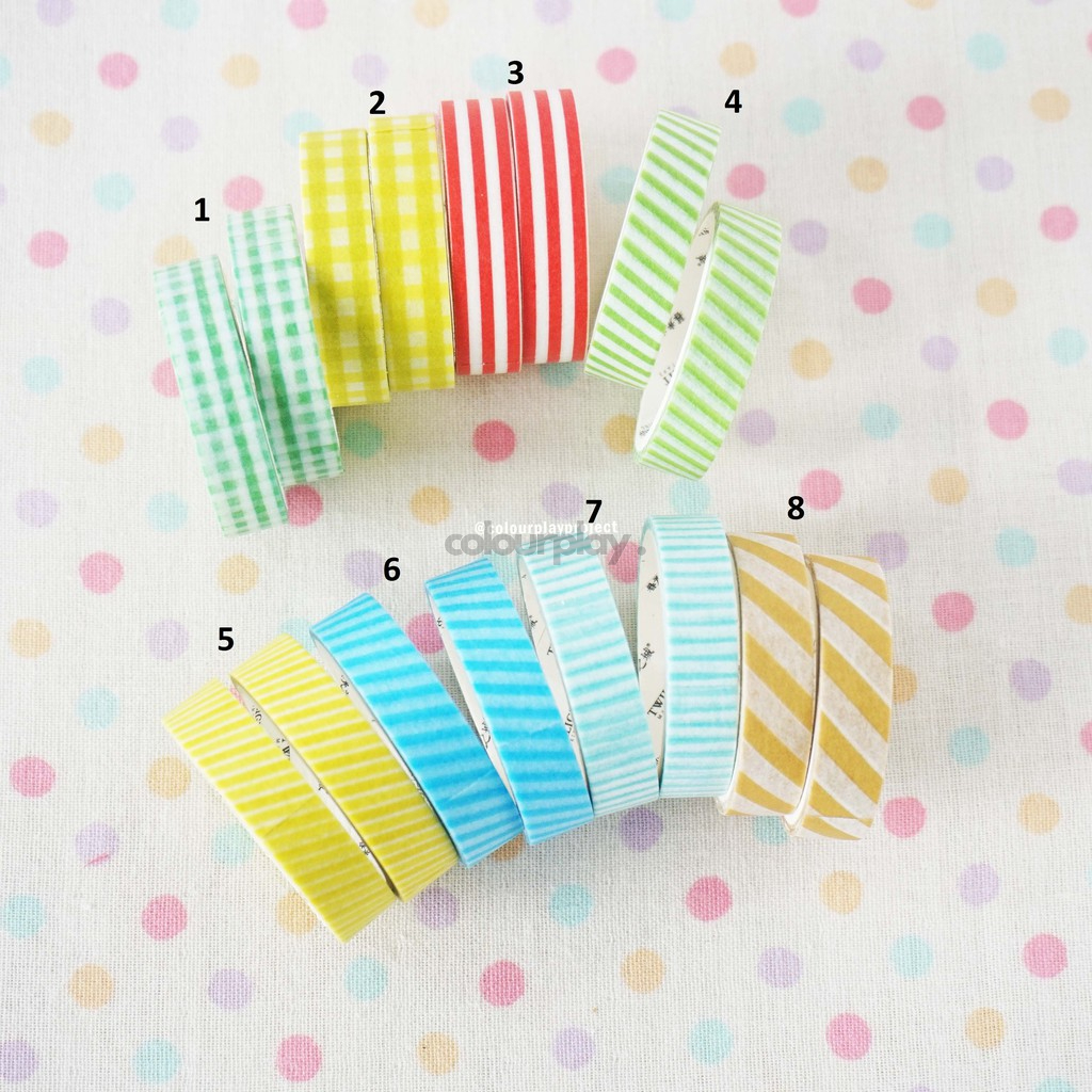 

W1248 Box & Stripes 9mm x 3m Washi / Masking tape [Colourplay]