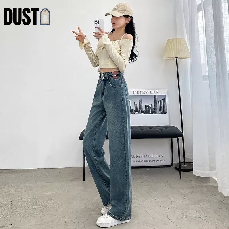 [Diskon 50%] Dust Celana Jeans Wanita High Waist Jeans Kulot Highwaist Loose Jeans Retro Jeans Impor