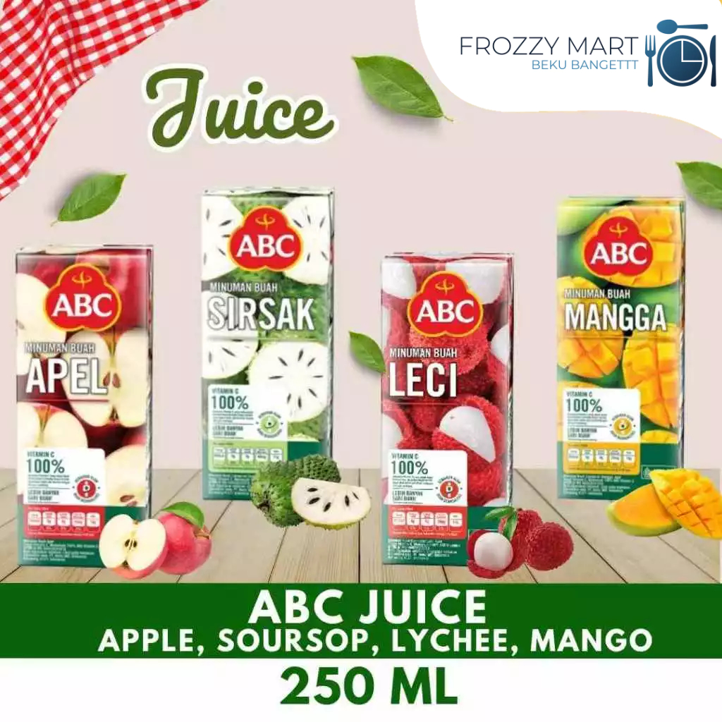 

ABC Juice 250ml – Minuman Buah Apel, Sirsak, Leci, Mangga | Jus Segar Siap Minum