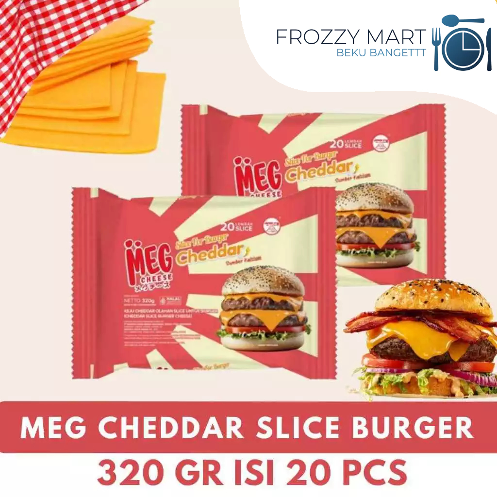

MEG Cheddar Slice Burger 320gr Isi 20 – Keju Lembaran untuk Burger, Sandwich, Roti Bakar