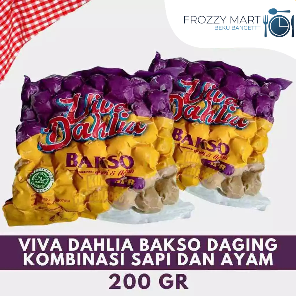 

VIVA DAHLIA Bakso Daging Kombinasi Sapi & Ayam 200gr | Bakso Siap Masak Frozen Food