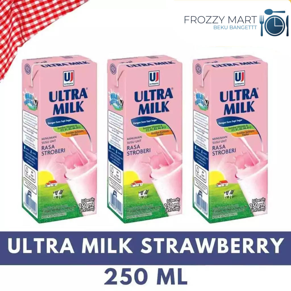 

Ultra Milk UHT 250ml – Full Cream, Cokelat, Strawberry | Susu UHT Siap Minum Segar & Bergizi