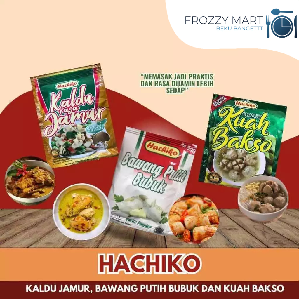 

Hachiko Kaldu Jamur 6 g (1 Renceng – 12 pcs) | Non‑MSG, Penyedap Vegetarian Praktis