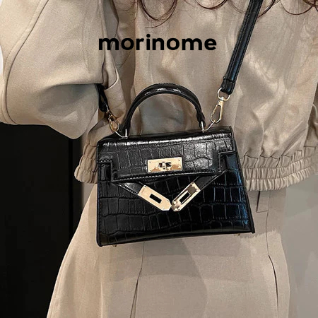 Tas Wanita Tas Bahu Persegi Kecil Tas Wanita Cantik Hitam/Putih Mewah Kelas Atas Amo