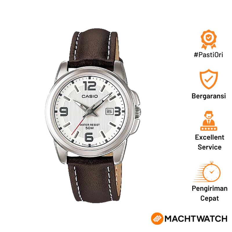 Jam Tangan Wanita Analog Casio Standard LTP-1314L-7AVDF LTP1314 LTP-1314L Brown Leather Band