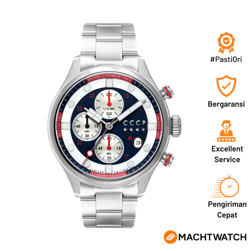 Jam Tangan Pria CCCP Comrade CP-7100-22 Chronograph Dual Tone Dial Stainless Steel Strap