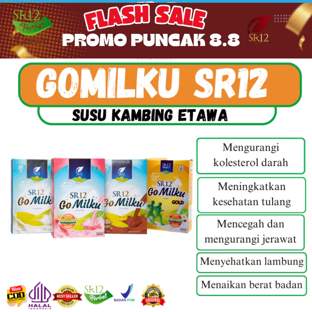 

SUSU KAMBING ETAWA BUBUK DAUN KELOR TANPA GULA GOMILKU SR12 600 GRAM - Coklat