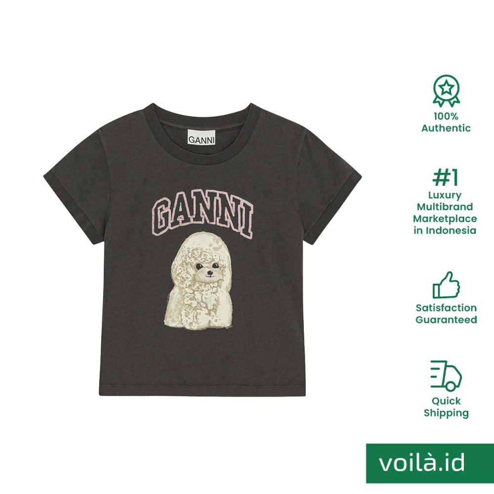 Poodle Graphic Cropped T-Shirt Phantom Black