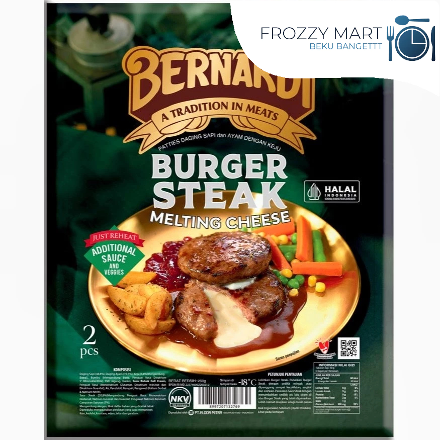 

Bernardi Burger Steak Melting Cheese 250 gr isi 2 pcs