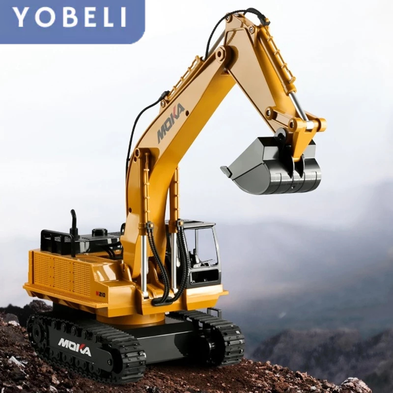 Moka RC Excavator 15 Channel 2.4Ghz 1/14 Metal Charging Rc Beko Suara Analog 7KM/H / RC Excavator Fu