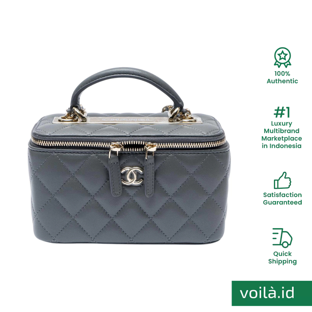 Vanity Top Handle Bag Lambskin Grey Ghw