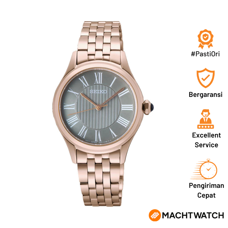 Jam Tangan Wanita Seiko Ladies SUR614P1 Discover More Grey Dial Rose Gold Stainless Steel Strap