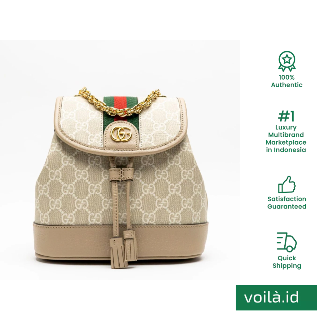 Ophidia GG Supreme Canvas Mini Backpack Beige White