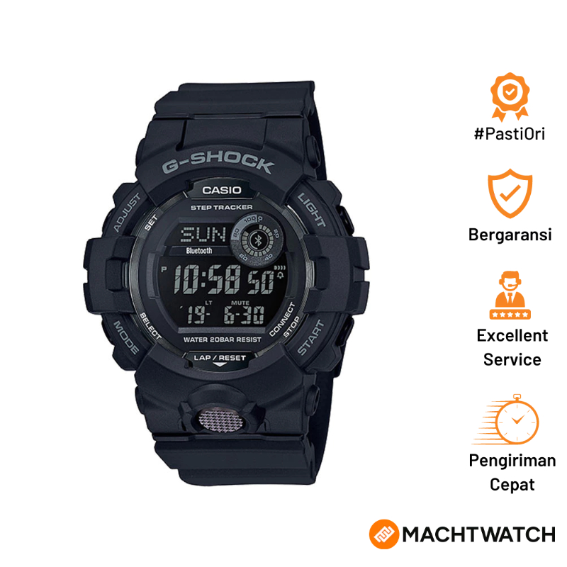 Jam Tangan Pria Casio G-Shock G-Squad GBD-800-1BER Black Digital Dial Black Resin Band