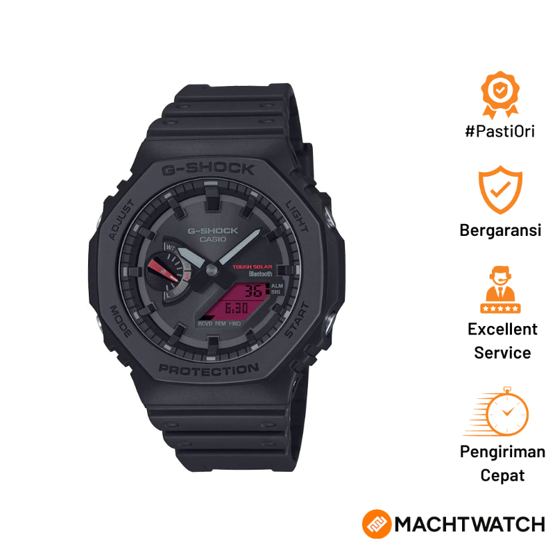 Jam Tangan Pria Casio G-Shock GA-B2100BBR-1AJF Black and Bold Red Series Digital Analog Dial Black R