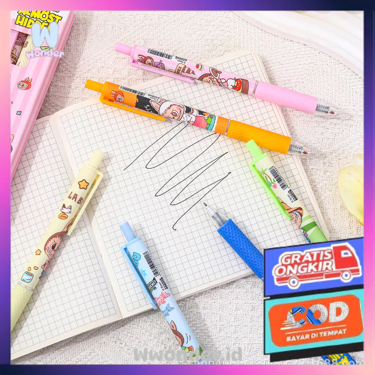 

WW Pena Tinta Hitam Motif Labubu Capybara Pony Sanrio Best Seller AT42