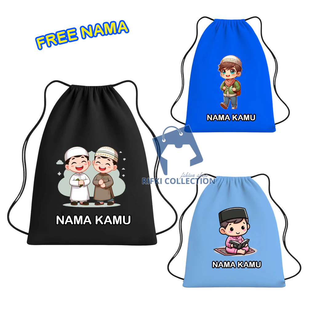 Tas Serut Anak Cowok Karakter Ngaji – Tas Ayo Mengaji Lucu, Ringan & Nyaman untuk Ngaji
