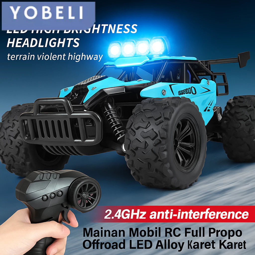 Mobil Remote Control Full Propo Offroad 2.4GHz | Mobil RC Alloy Ukuran Besar Lampu LED Ban Karet